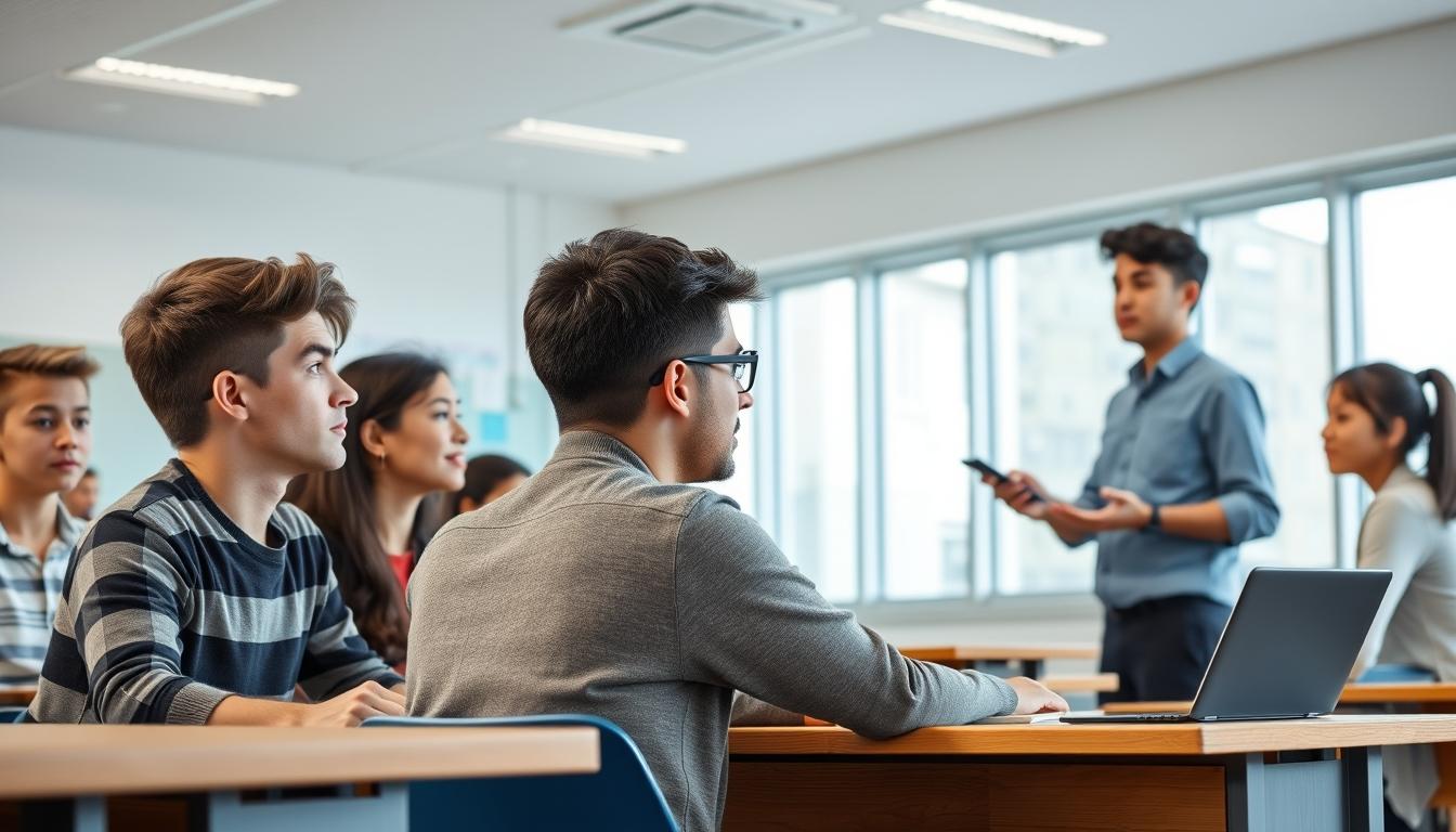 Student using a study guide to organize academic notes