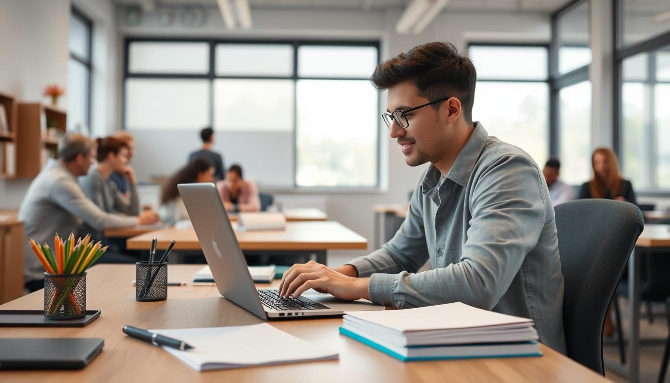 Student using online courses for flexible education